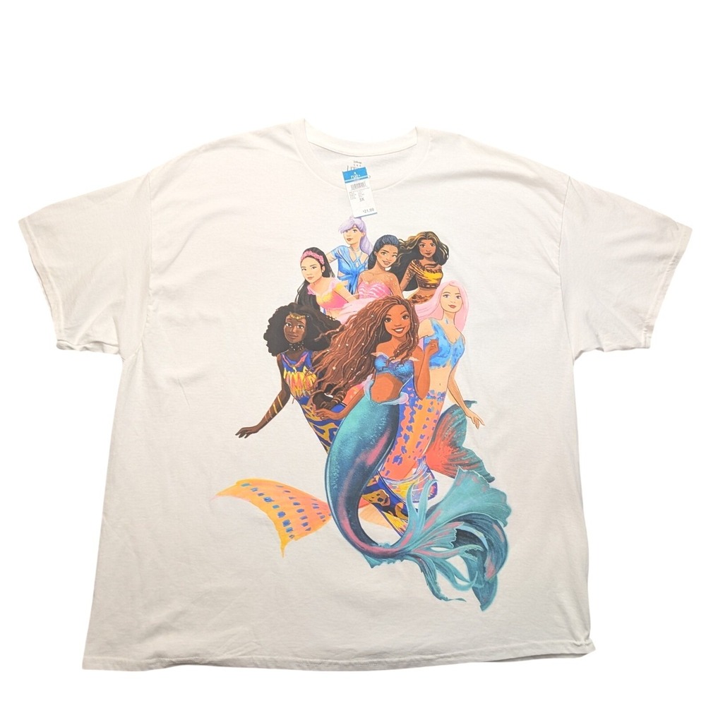 NWT Disney The Little Mermaid Graphic Tee Womens 3X White‎ Ariel Sisters